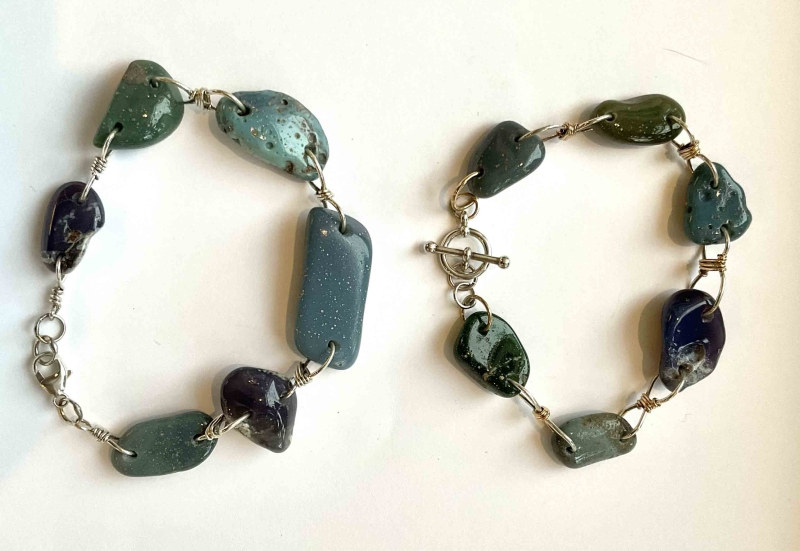 Leland Blue Stone chunk bracelets